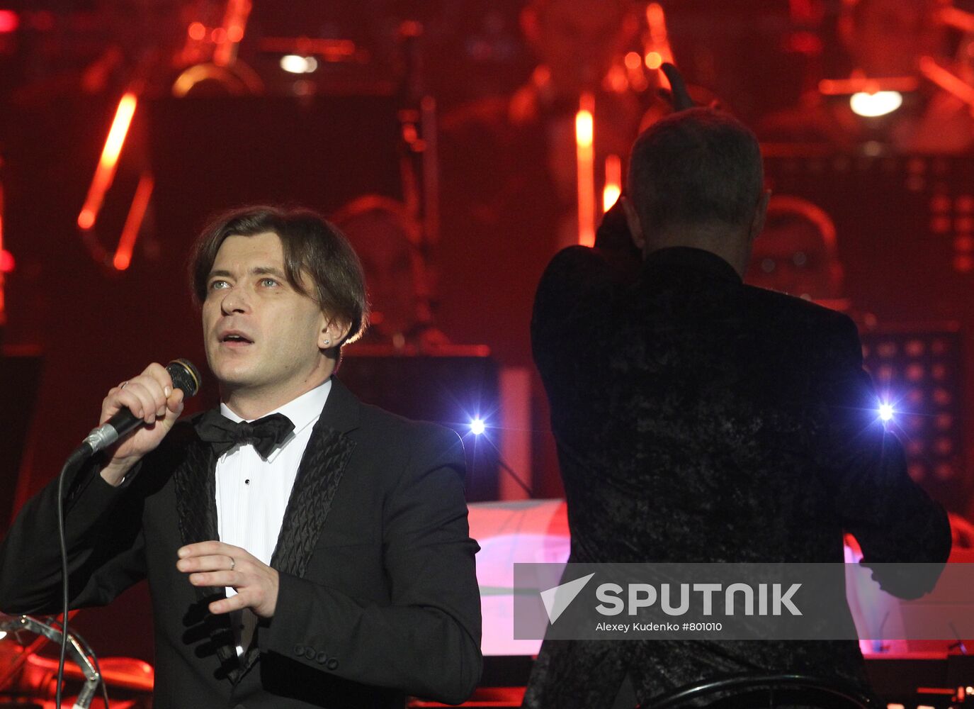 Bi-2 band performing with Interior Ministry Symphony Orchestra