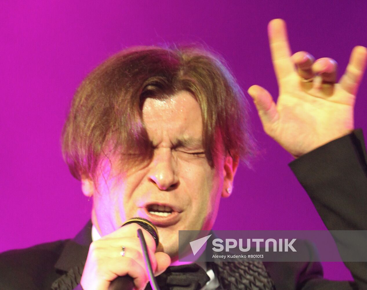 Bi-2 band performing with Interior Ministry Symphony Orchestra