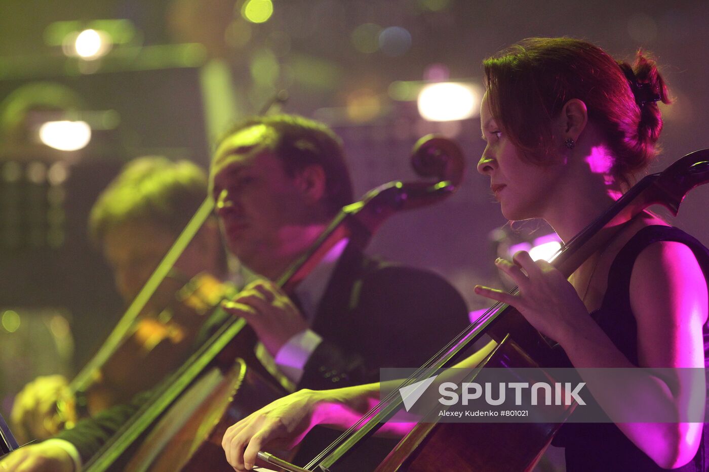 Bi-2 band performing with Interior Ministry Symphony Orchestra