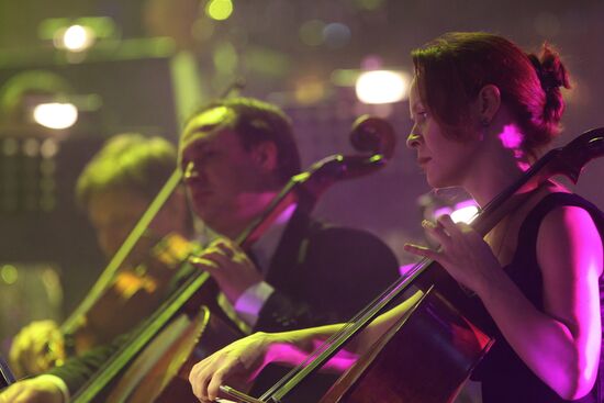 Bi-2 band performing with Interior Ministry Symphony Orchestra