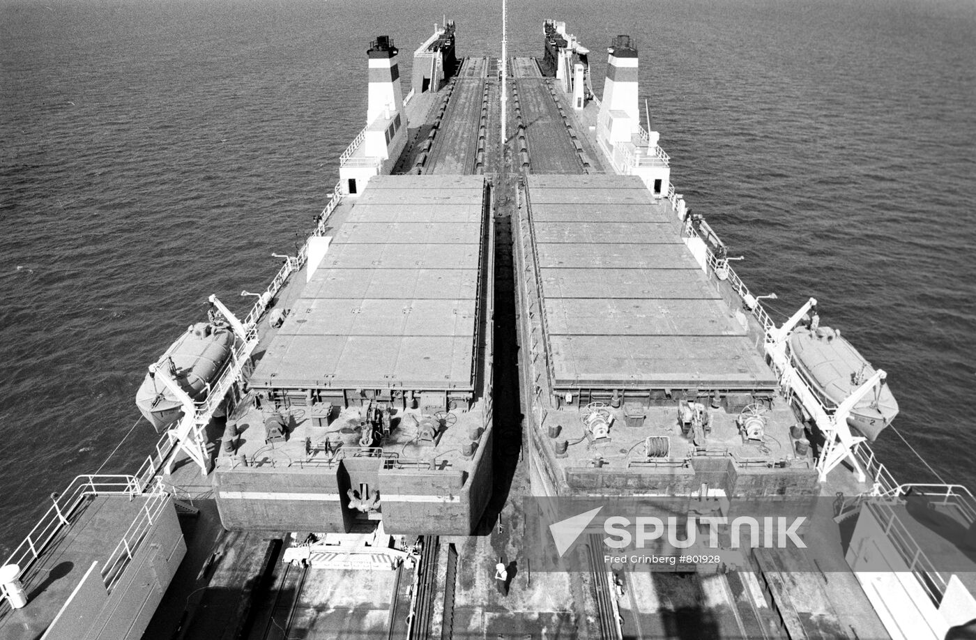 The deck of a lighter aboard ship