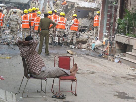 Building collapses in New Delhi