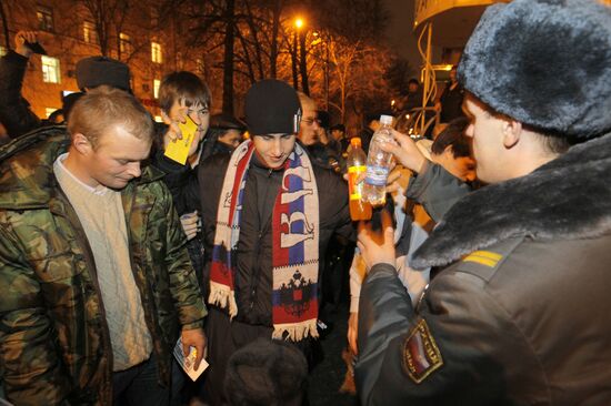 Russian football fans before Russia vs. Belgium match