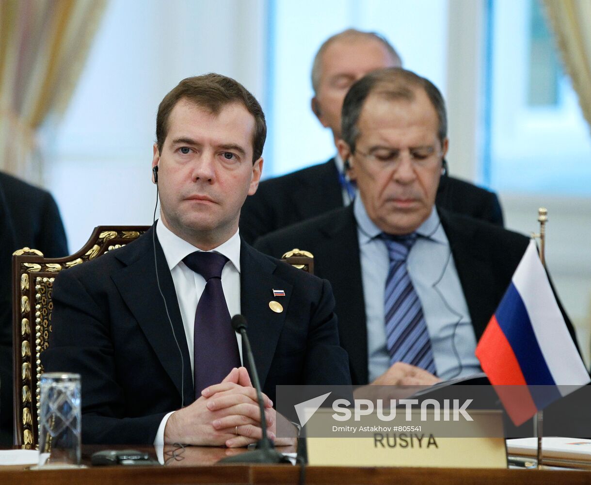 Dmitry Medvedev at Caspian states' summit in Baku