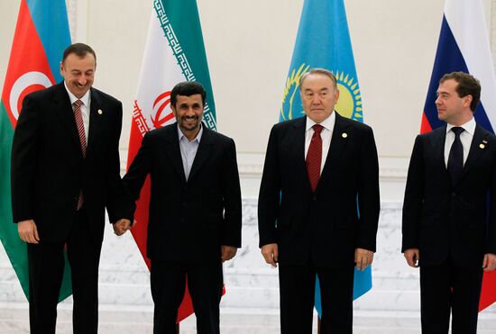 Dmitry Medvedev at Caspian states' summit in Baku