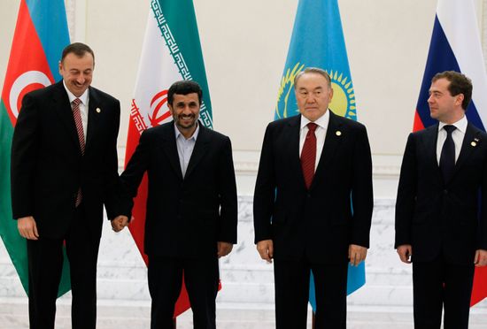 Dmitry Medvedev at Caspian states' summit in Baku