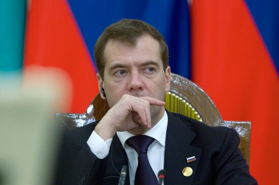 Dmitry Medvedev at Caspian states' summit in Baku