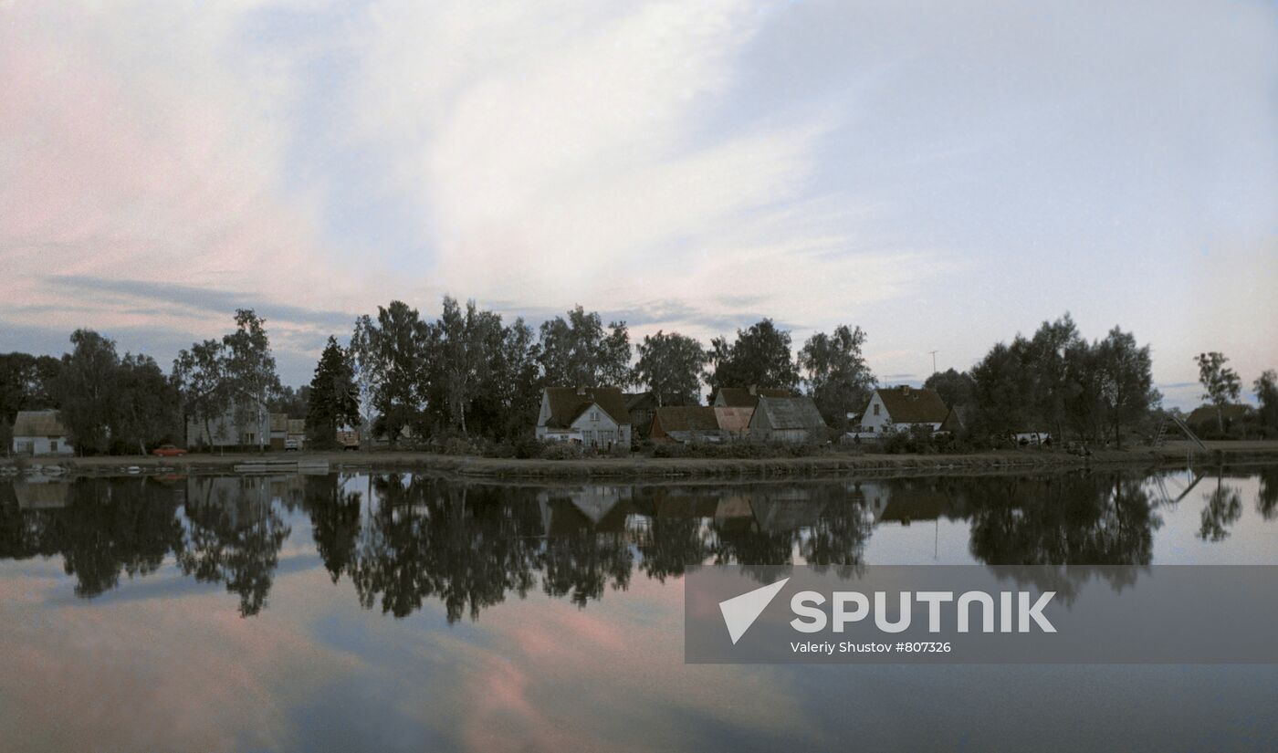 Evening landscape near town of Juknaiciai