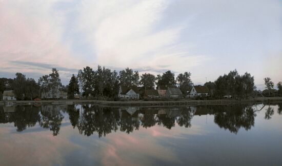 Evening landscape near town of Juknaiciai