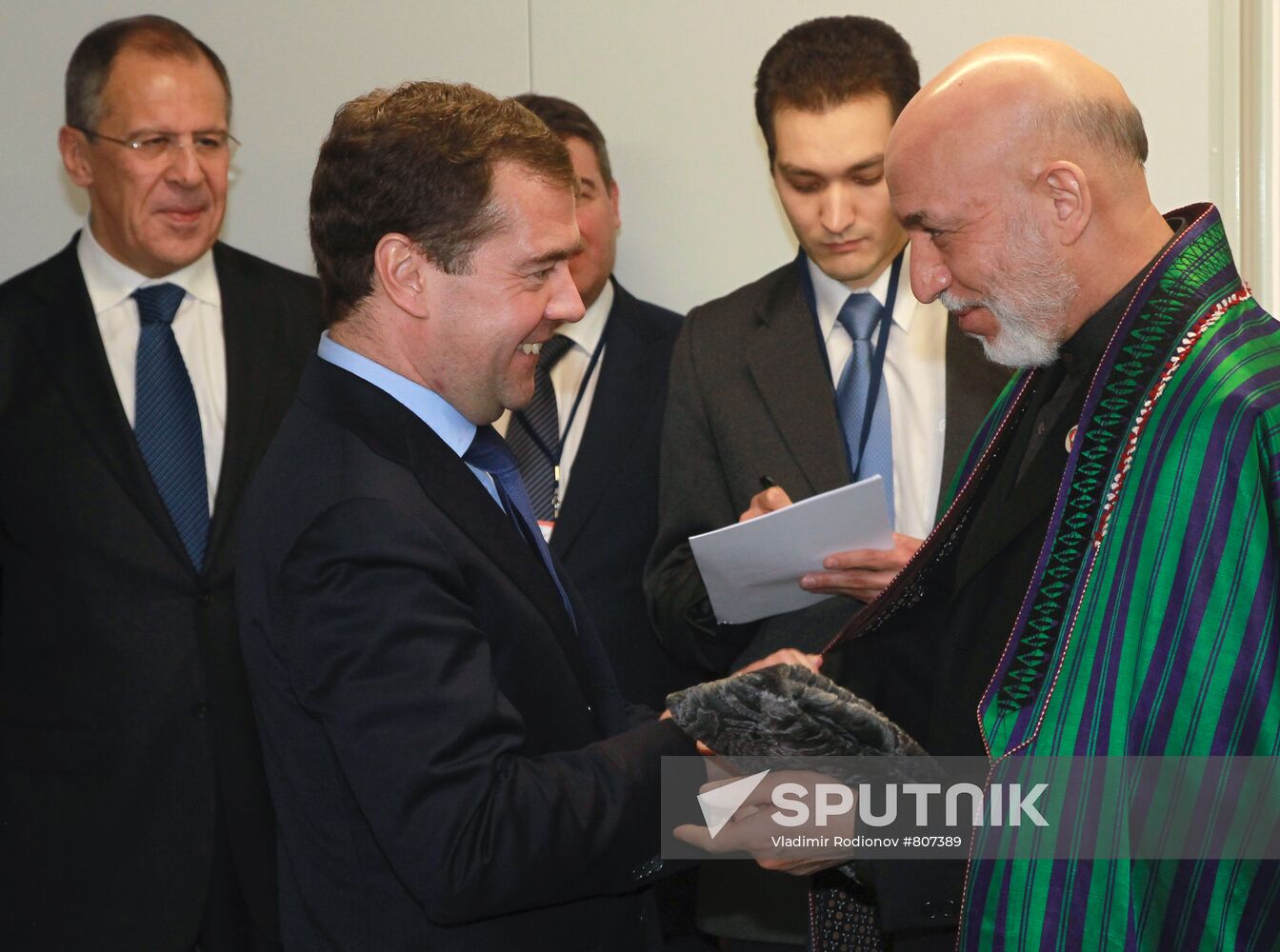 Dmitry Medvedev and Hamid Karzai