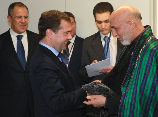 Dmitry Medvedev and Hamid Karzai