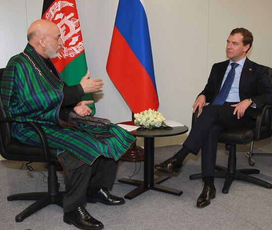 Dmitry Medvedev and Hamid Karzai