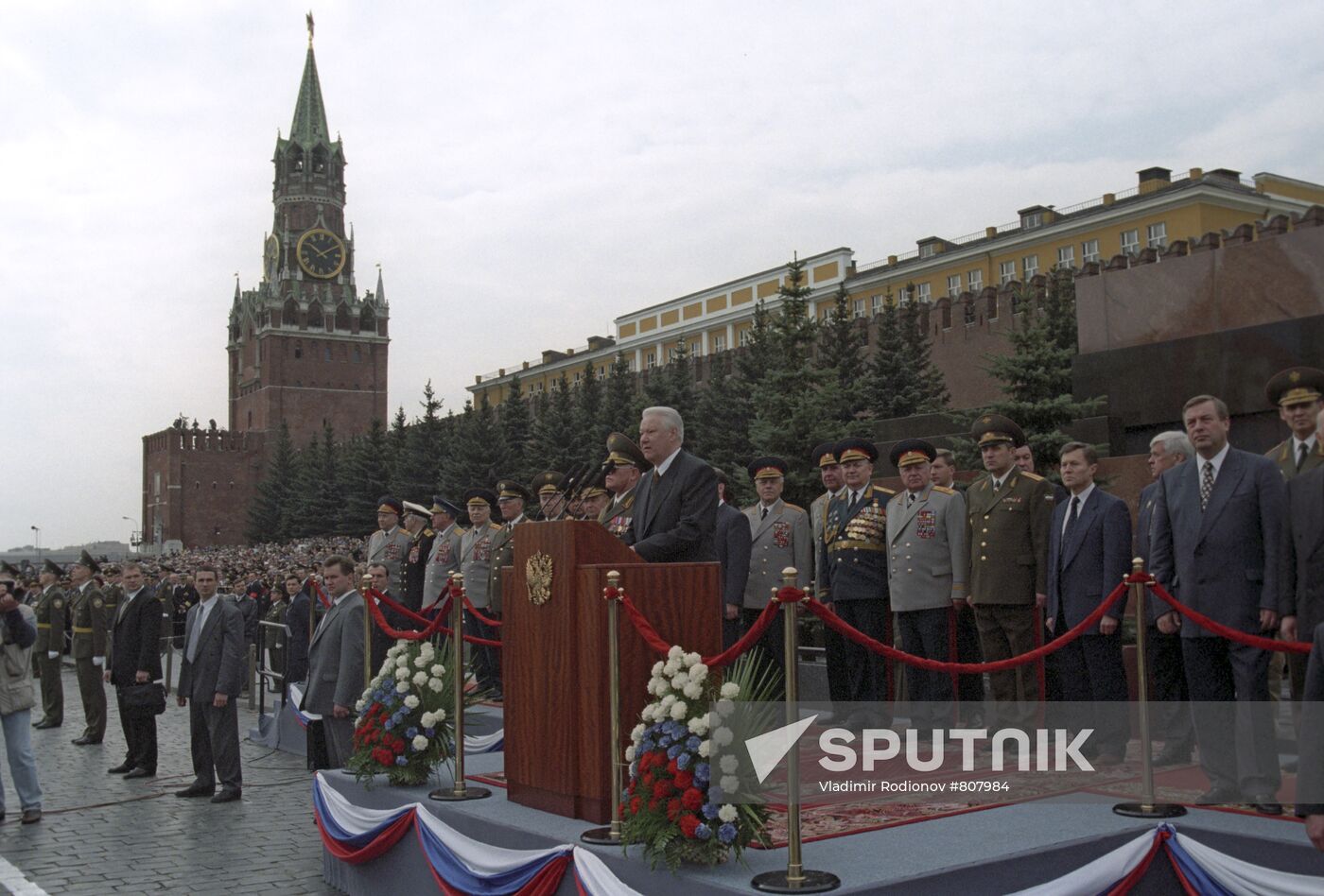 Boris Yetsin on Red Square on the Victiory Day