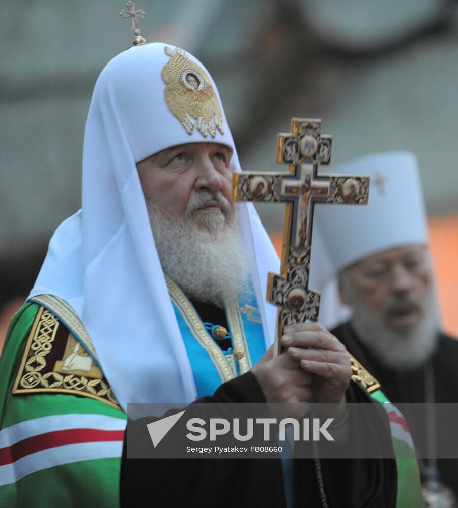 Patriarch of Moscow and all Russia Kirill arrives in Kiev