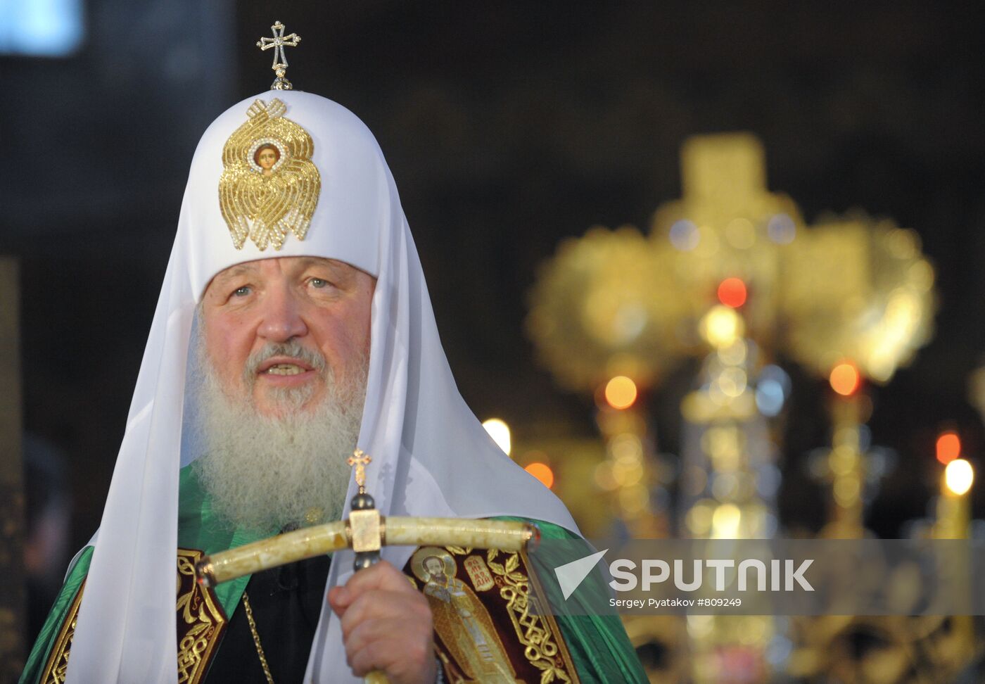 Patriarch Kirill at refectory of Kiev Pechersk Lavra