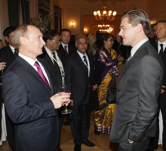 Vladimir Putin meets with Leonardo DiCaprio in St.Petersburg