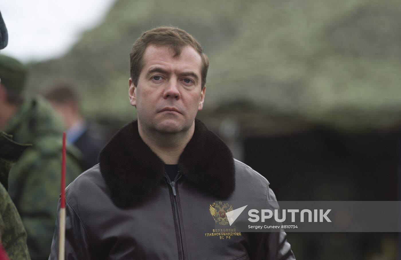 Dmitry Medvedev at military training ground