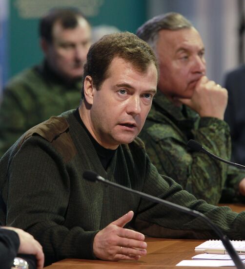 Dmitry Medvedev at Gorokhovetsky military training field