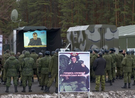 Dmitry Medvedev on Gorokhovetsky military training field