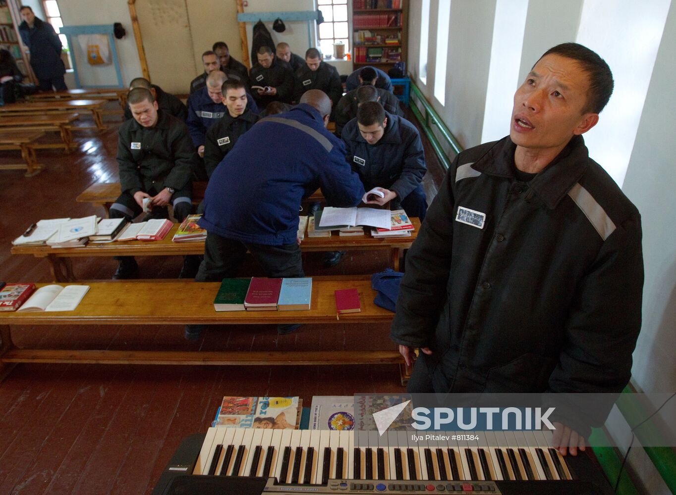 Prisoners of penal colony-22 in catholic church of Holy family