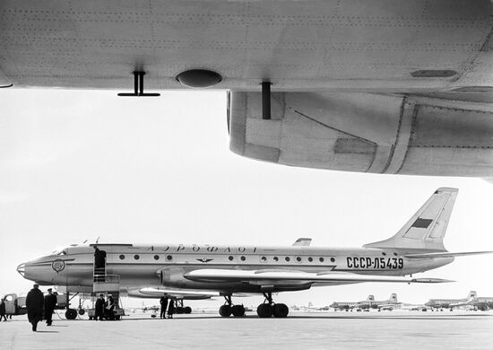 The Soviet-made Tupolev Tu-104 airliner