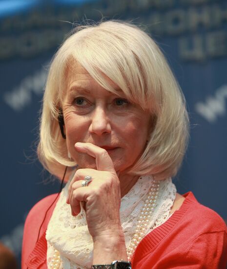 British actress Helen Mirren gives news conference