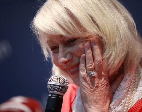 British actress Helen Mirren gives news conference