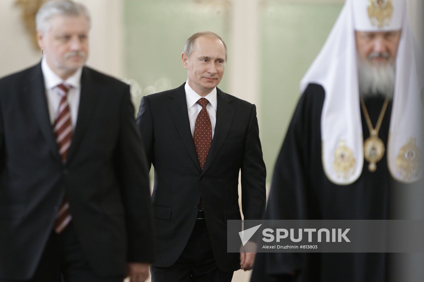 Vladimir Putin, Sergei Mironov and Patriarch Kirill