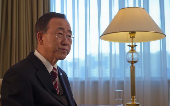 UN Secretary General Ban Ki-moon gives interview