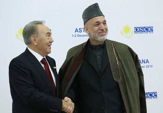 Nursultan Nazarbayev and Khamid Karzai