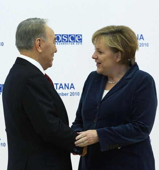 Nursultan Nazarbayev and Angela Merkel