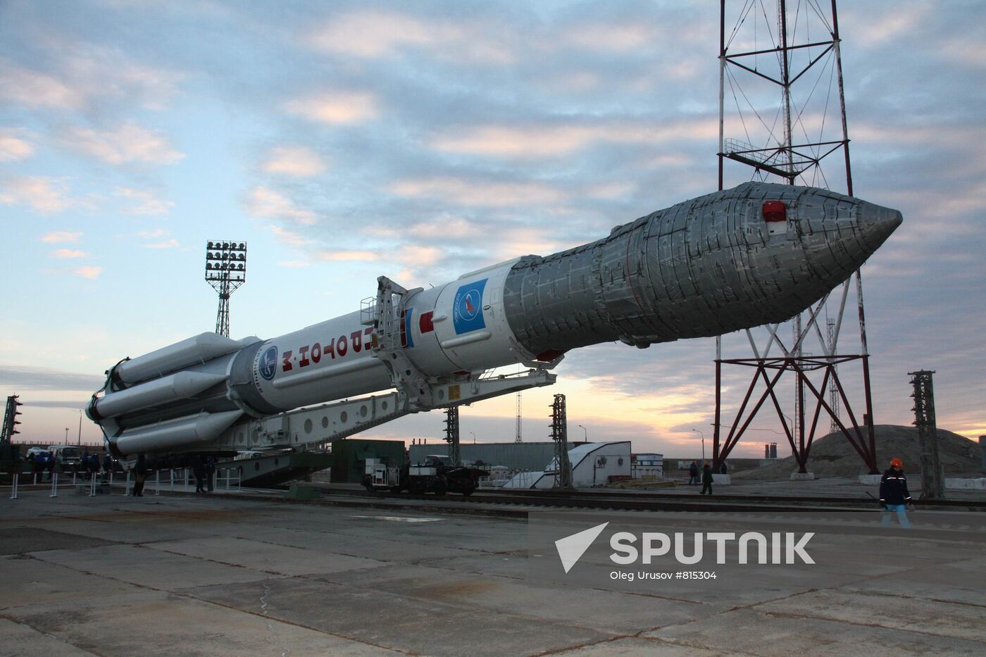 Proton M missile set for launch at Baikonur