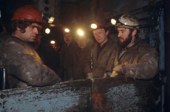 Miners of mine field, Prokopyevsk, Kemerovo region