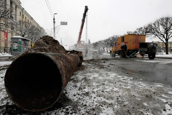 Burst main in St.Petersburg