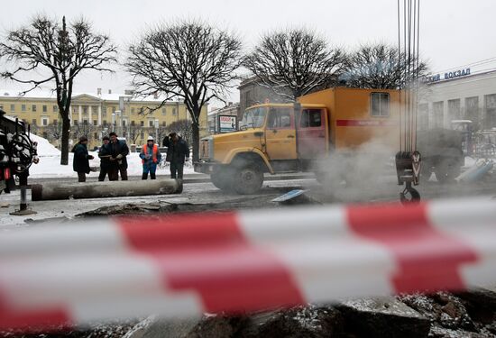 Burst main in St.Petersburg