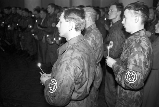 Members of Russian National Unity at memorial service