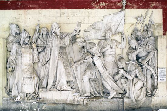 High relief from destroyed Cathedral of Christ the Savior