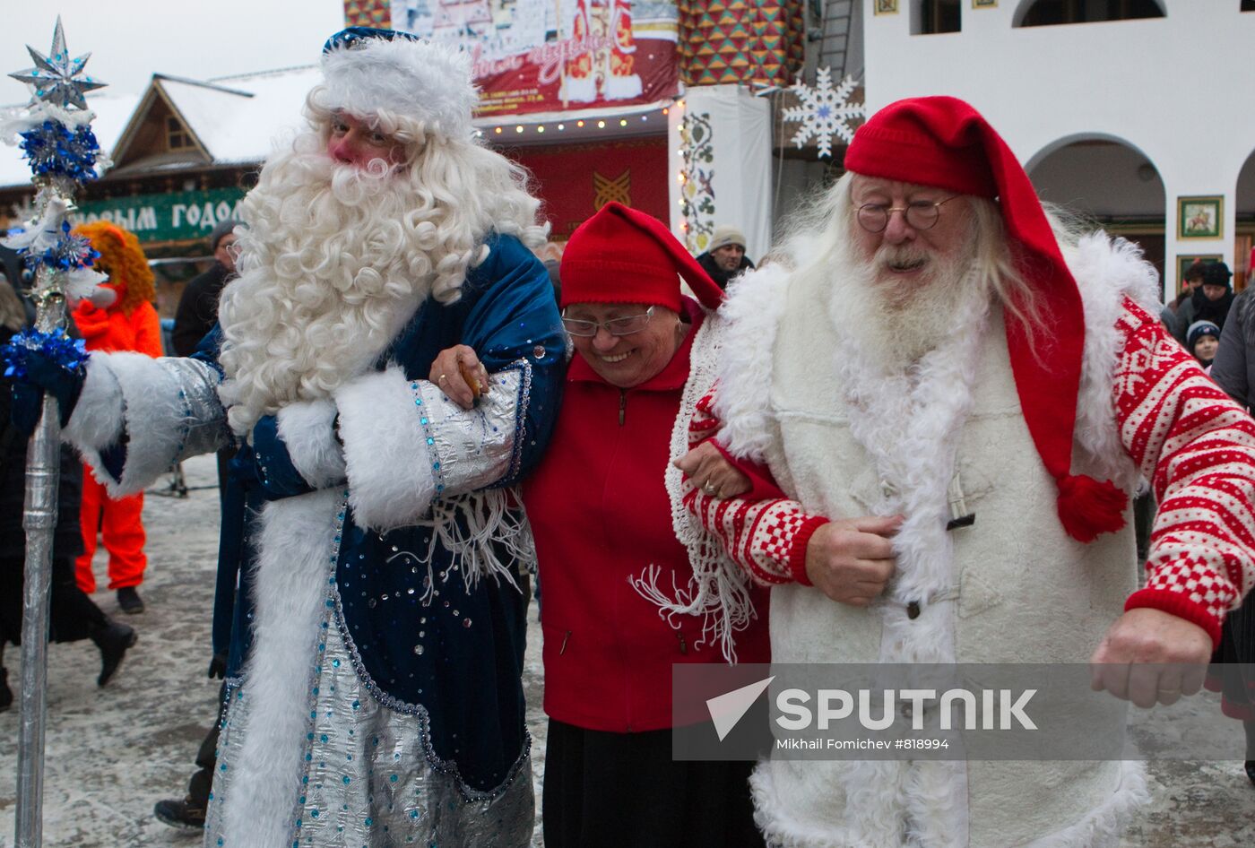 Russian Father Frost and Norwegian Julenissen with wife