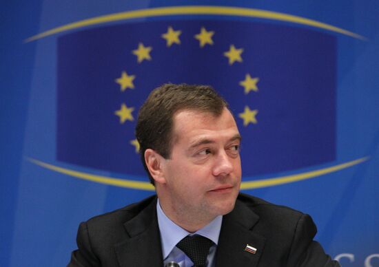 Dmitry Medvedev at Russia-EU summit in Brussels