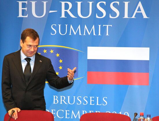 Dmitry Medvedev at Russia-EU summit in Brussels