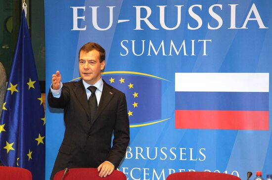 Dmitry Medvedev at Russia-EU summit in Brussels
