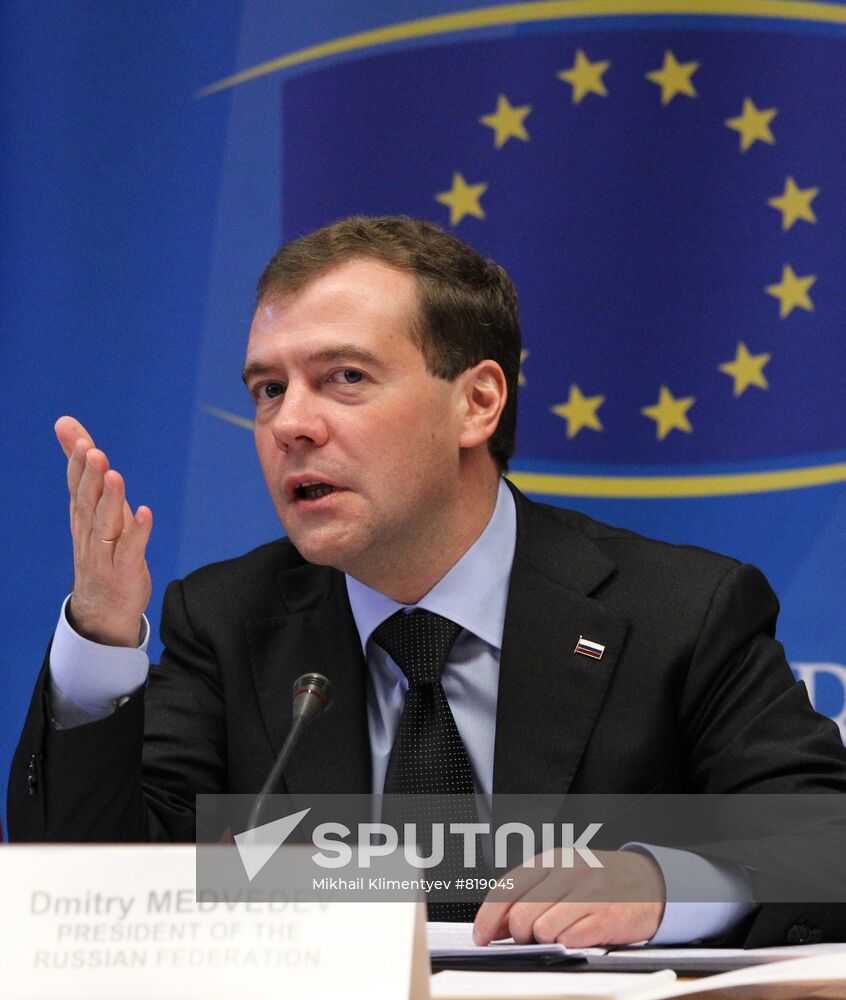 Dmitry Medvedev at Russia-EU summit in Brussels
