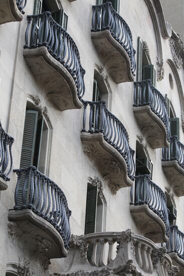 Facade balconies in a house on Passeig de Gràcia