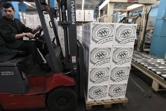 Production of champagne at Moscow Champagne Winery