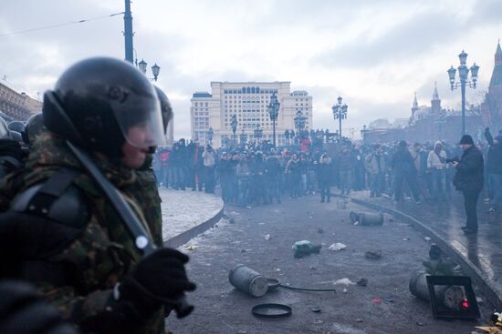 Riot on Manezhnaya Square after Yegor Sviridov's death