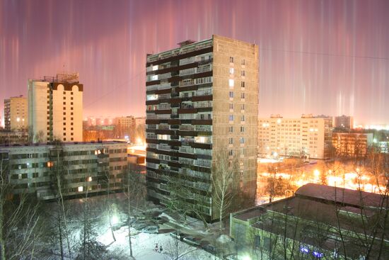 Light pillars over Naberezhnye Chelny