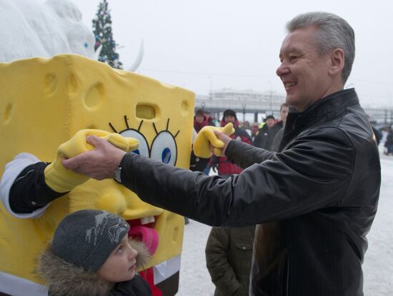 Moscow Mayor Sergei Sobyanin visits Snow and Ice Festival