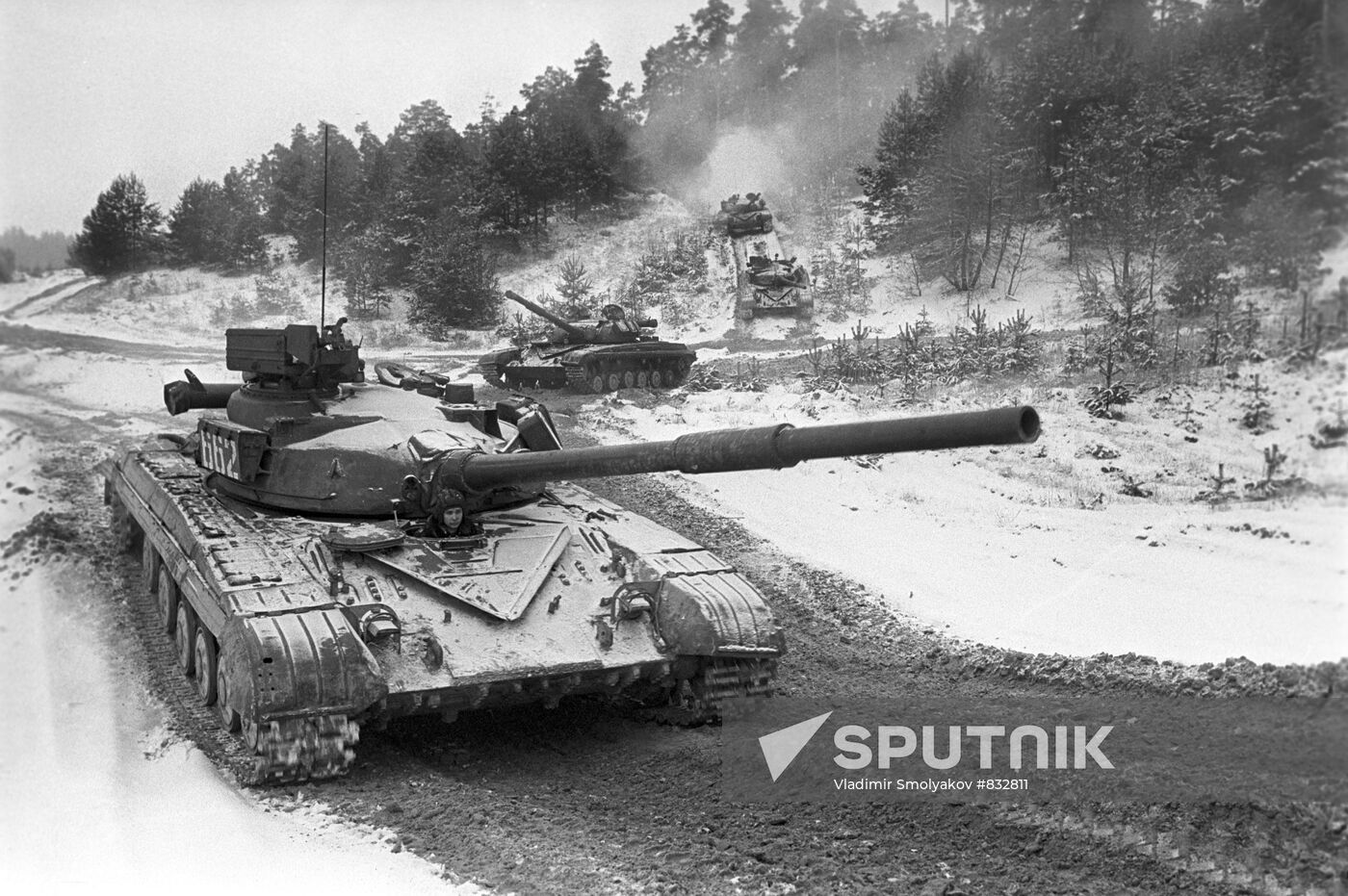 Soviet T-64 tanks during drills