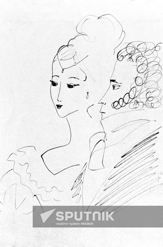 Picture "A.S. Pushkin and N.N. Goncharova the day before duel"