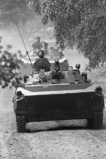 Motorized rifle platoon on the march